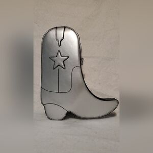 silver cowboy boot purse crossbody